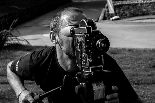 Mark Jenkin operating his camera to film Bait