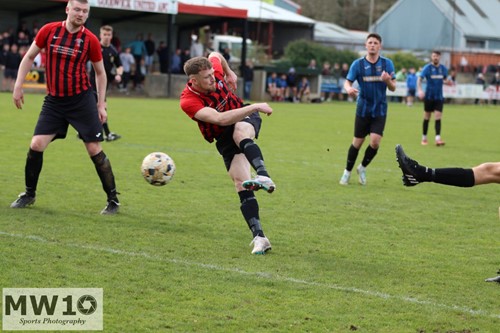 Rhys Dalling fires home the winner for Goodwick United